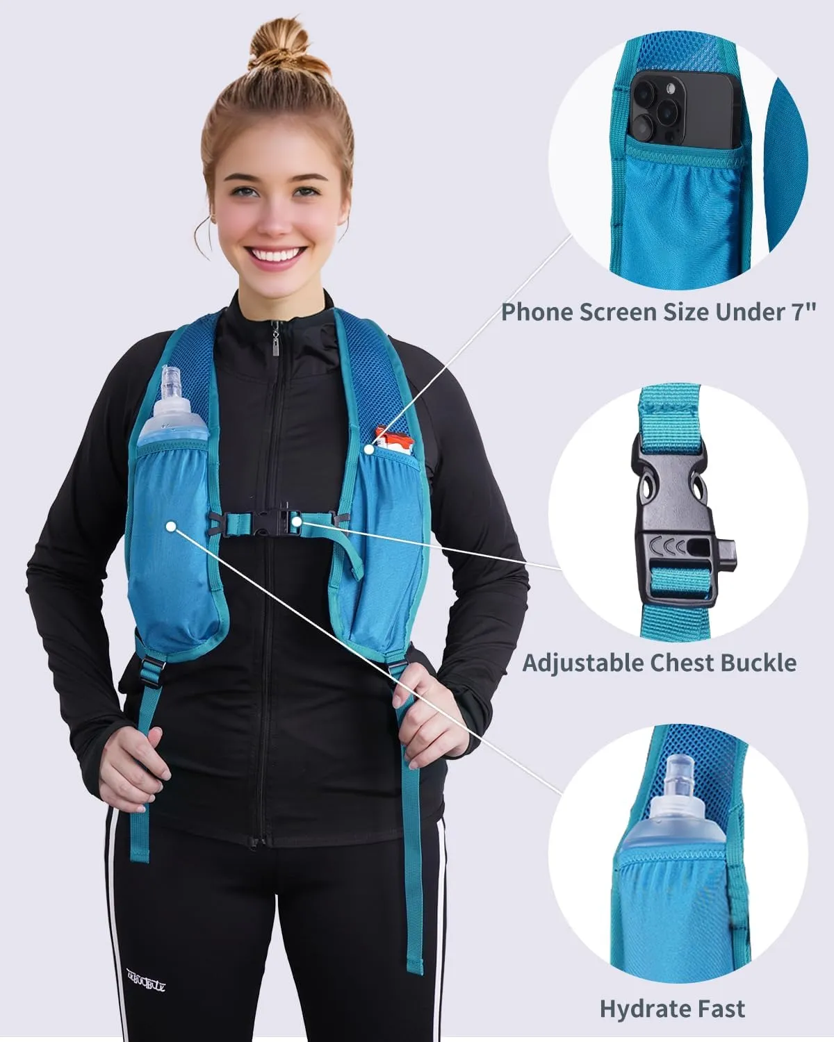 15L Small Hiking Backpack with Chest Pockets for Phone, Ultralight Hiking Daypack with Sternum Straps, Lightweight Foldable Packable Back Pack for Women Men(patent pending)