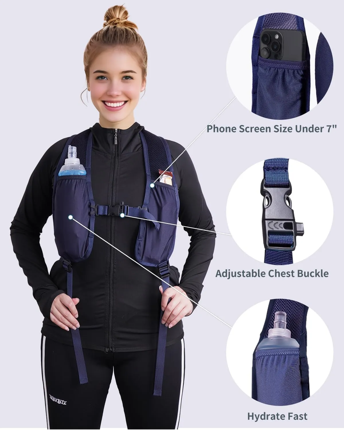 15L Small Hiking Backpack with Chest Pockets for Phone, Ultralight Hiking Daypack with Sternum Straps, Lightweight Foldable Packable Back Pack for Women Men(patent pending)