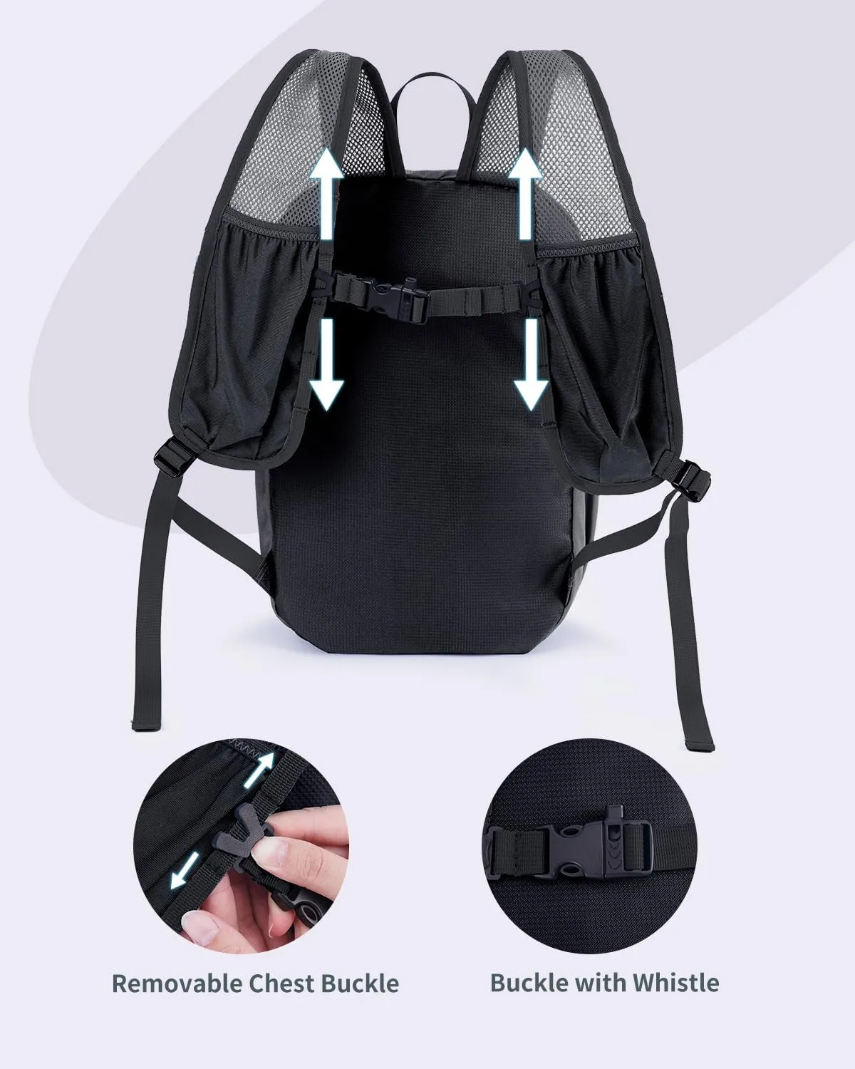 15L Small Hiking Backpack with Chest Pockets for Phone, Ultralight Hiking Daypack with Sternum Straps, Lightweight Foldable Packable Back Pack for Women Men(patent pending)