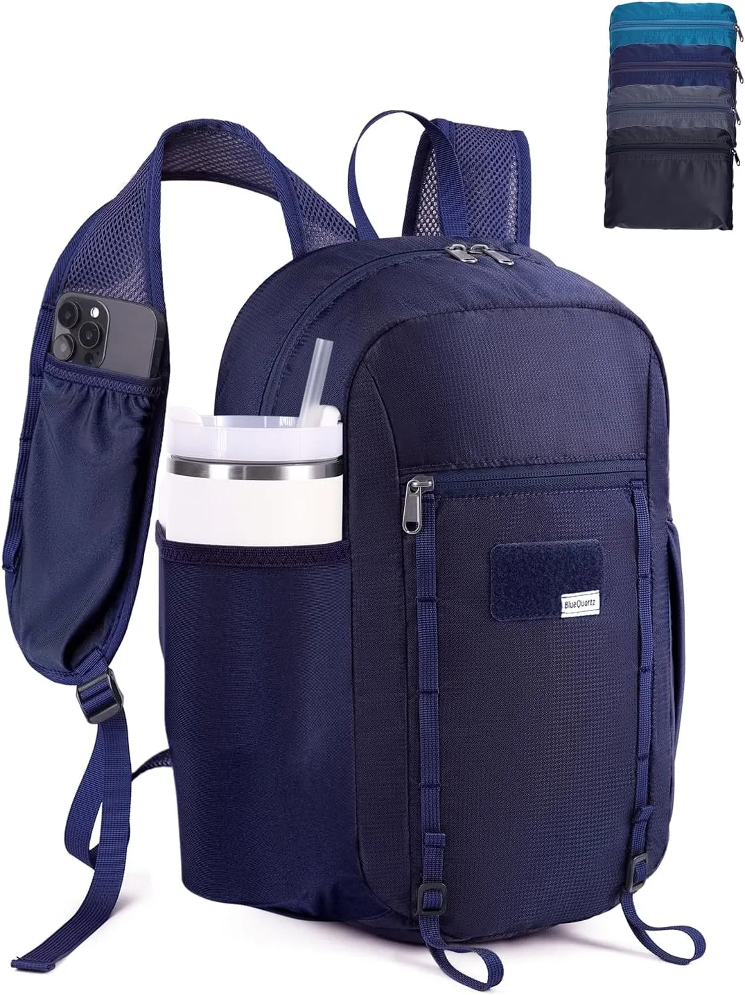 15L Small Hiking Backpack with Chest Pockets for Phone, Ultralight Hiking Daypack with Sternum Straps, Lightweight Foldable Packable Back Pack for Women Men(patent pending)