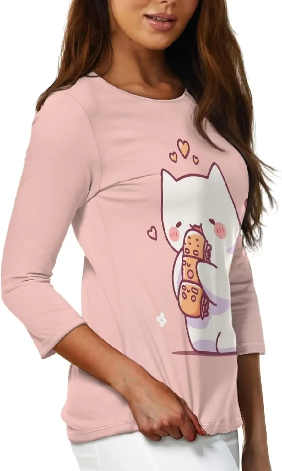 3/4 Sleeve T-Shirt for Women 2023 Fall Crew Neck Tshirts