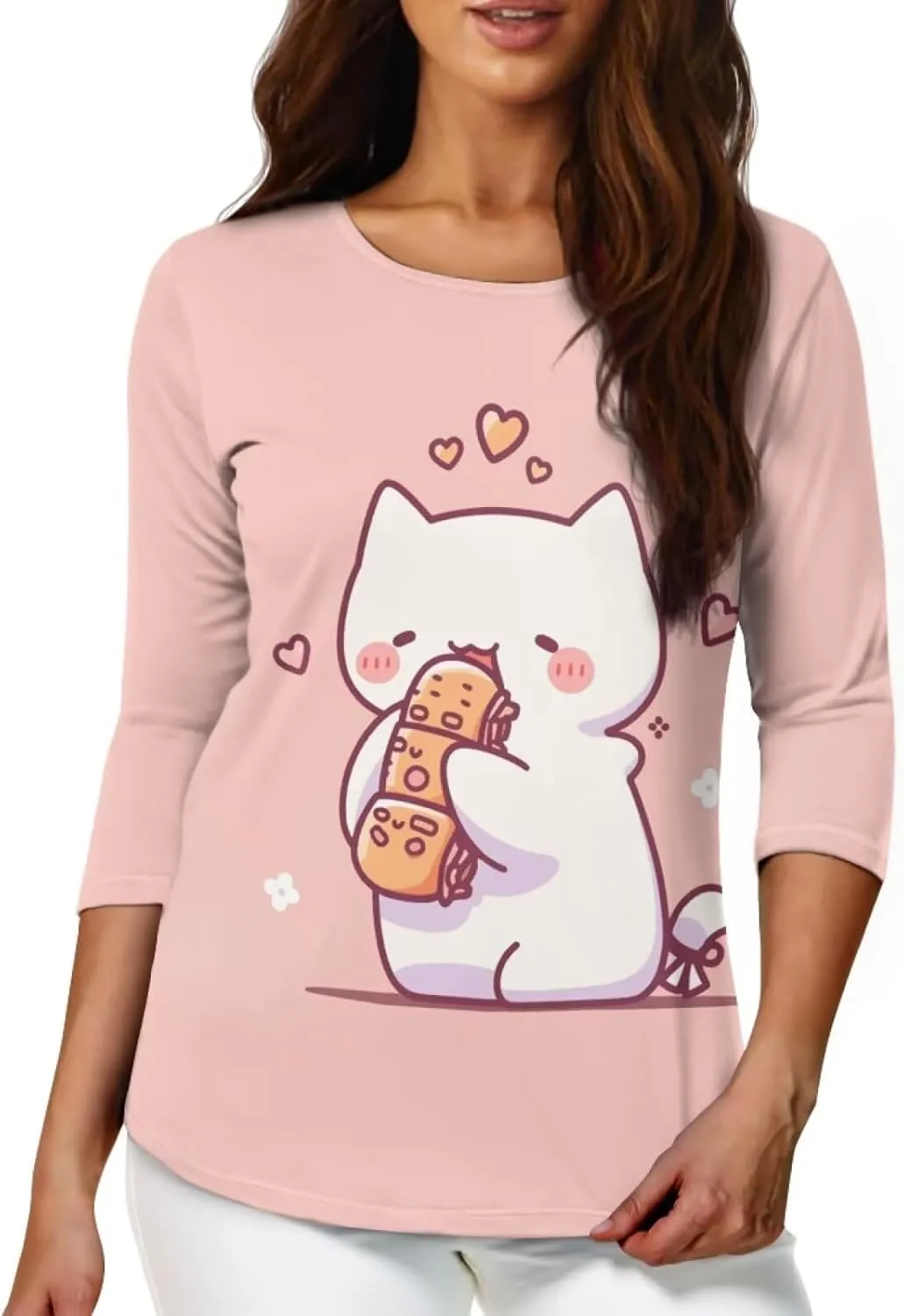 3/4 Sleeve T-Shirt for Women 2023 Fall Crew Neck Tshirts
