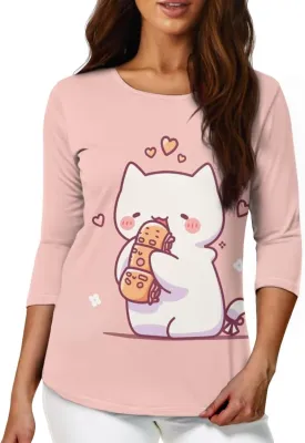 3/4 Sleeve T-Shirt for Women 2023 Fall Crew Neck Tshirts