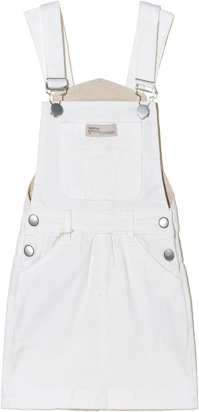 ABALACOCO Girls Casual Denim Overalls Stretch Material Dress Button Sleeveless Ajustable Strap Jean Fashion Wear 3-11T