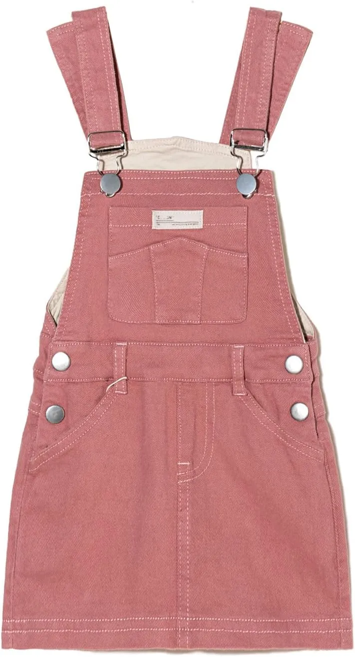 ABALACOCO Girls Casual Denim Overalls Stretch Material Dress Button Sleeveless Ajustable Strap Jean Fashion Wear 3-11T