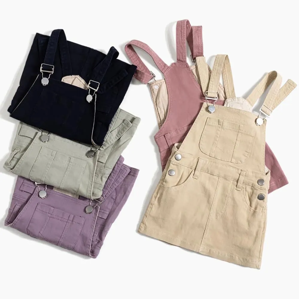 ABALACOCO Girls Casual Denim Overalls Stretch Material Dress Button Sleeveless Ajustable Strap Jean Fashion Wear 3-11T