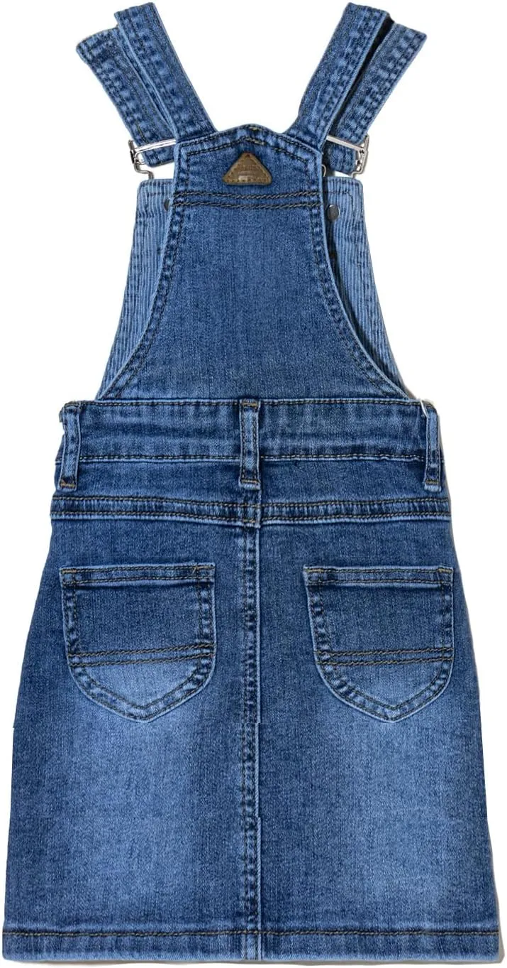 ABALACOCO Girls Casual Denim Overalls Stretch Material Dress Button Sleeveless Ajustable Strap Jean Fashion Wear 3-11T