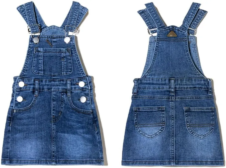 ABALACOCO Girls Casual Denim Overalls Stretch Material Dress Button Sleeveless Ajustable Strap Jean Fashion Wear 3-11T