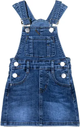ABALACOCO Girls Casual Denim Overalls Stretch Material Dress Button Sleeveless Ajustable Strap Jean Fashion Wear 3-11T