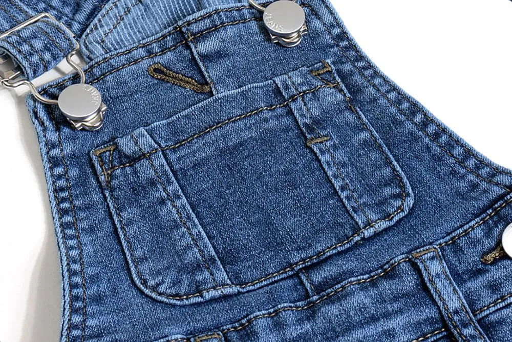 ABALACOCO Girls Casual Denim Overalls Stretch Material Dress Button Sleeveless Ajustable Strap Jean Fashion Wear 3-11T