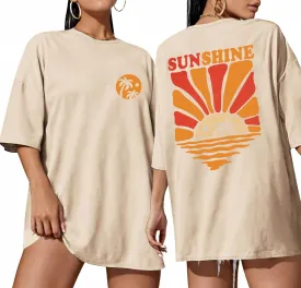 ADOREJOY Oversized Tshirts for Women Crewneck Summer Short Sleeve Loose Graphic Basic Tees
