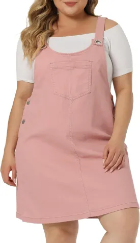 Agnes Orinda Plus Size Women's Denim Overalls Dress Suspenders Skirt Jumper Dresses 2025 Jean Overall Bib Dress