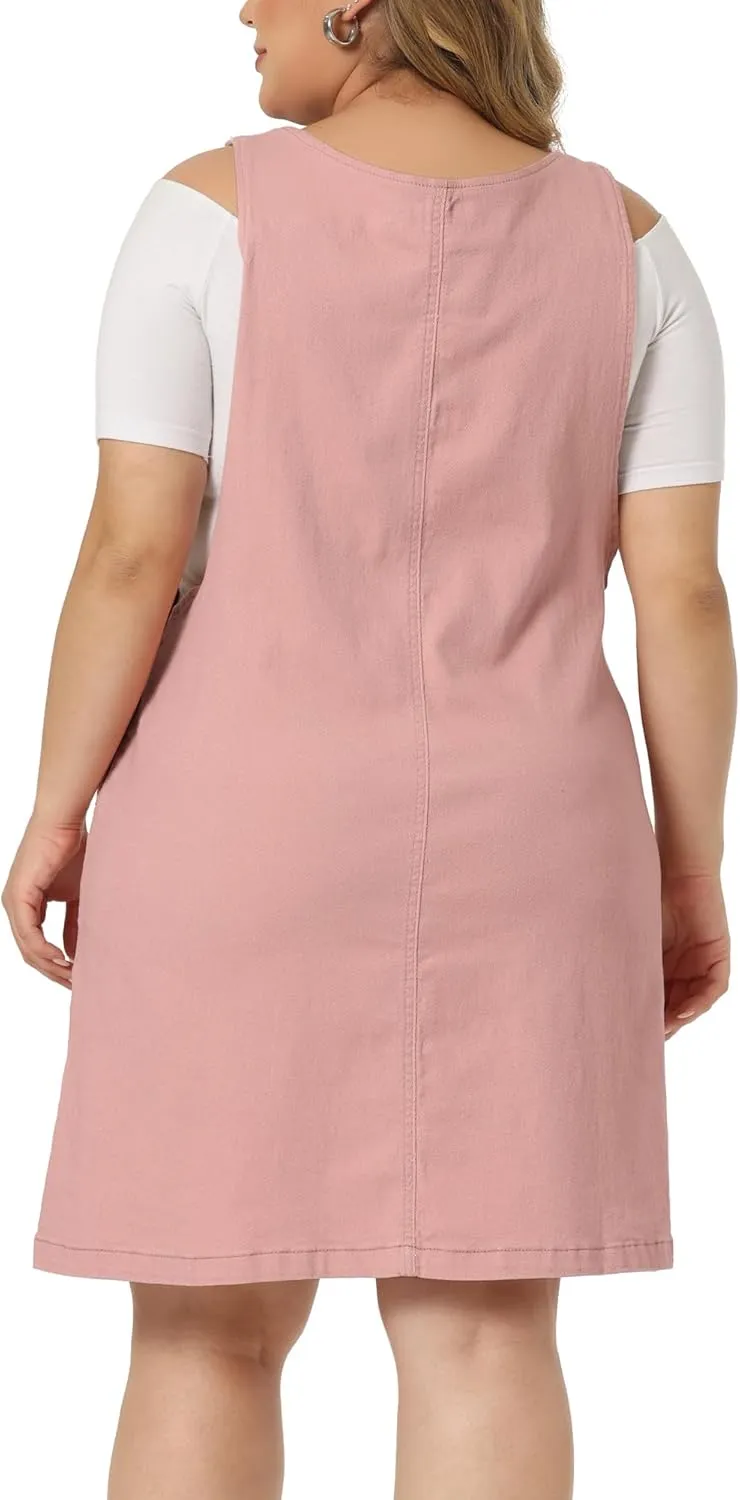 Agnes Orinda Plus Size Women's Denim Overalls Dress Suspenders Skirt Jumper Dresses 2025 Jean Overall Bib Dress