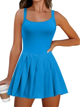 ANRABESS Women's Tennis Athletic Pleated Summer Mini Dress 2025 Golf Workout Build in Shorts Casual Romper Short Sundress
