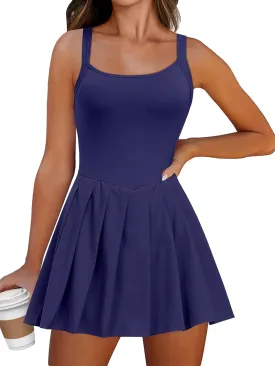 ANRABESS Women's Tennis Athletic Pleated Summer Mini Dress 2025 Golf Workout Build in Shorts Casual Romper Short Sundress