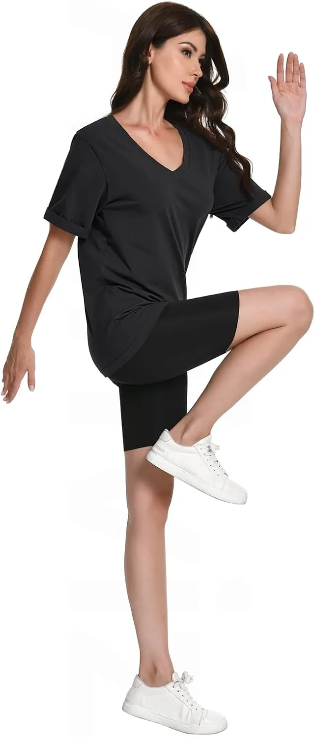 Auriviz Womens Summer Cotton Tops Basic Short Sleeve Shirts Casual V Neck T Shirt Comfy Trendy Tees