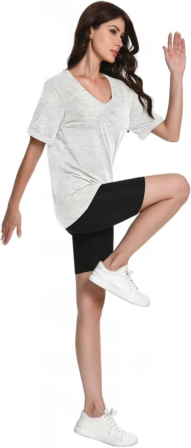 Auriviz Womens Summer Cotton Tops Basic Short Sleeve Shirts Casual V Neck T Shirt Comfy Trendy Tees