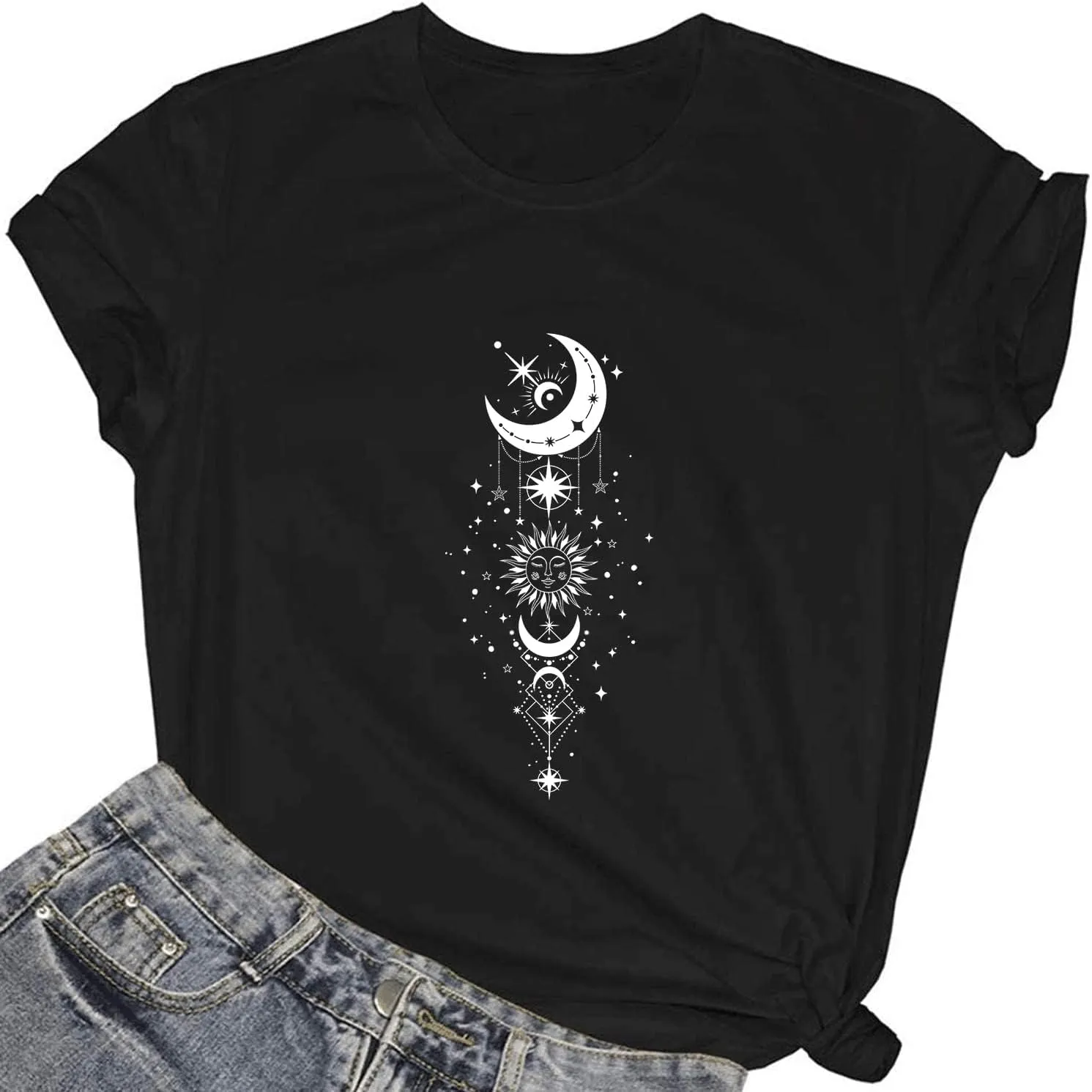 Avanova Womens Graphic Letter Print Short Sleeve T-Shirts Crewneck Casual Summer Cute Tees Tops