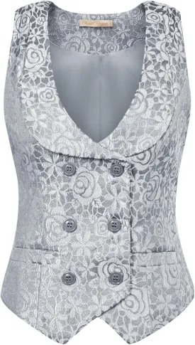 Belle Poque Waistcoat Vest for Women Jacquard Suit Vest Steampunk Gothic Medieval Style