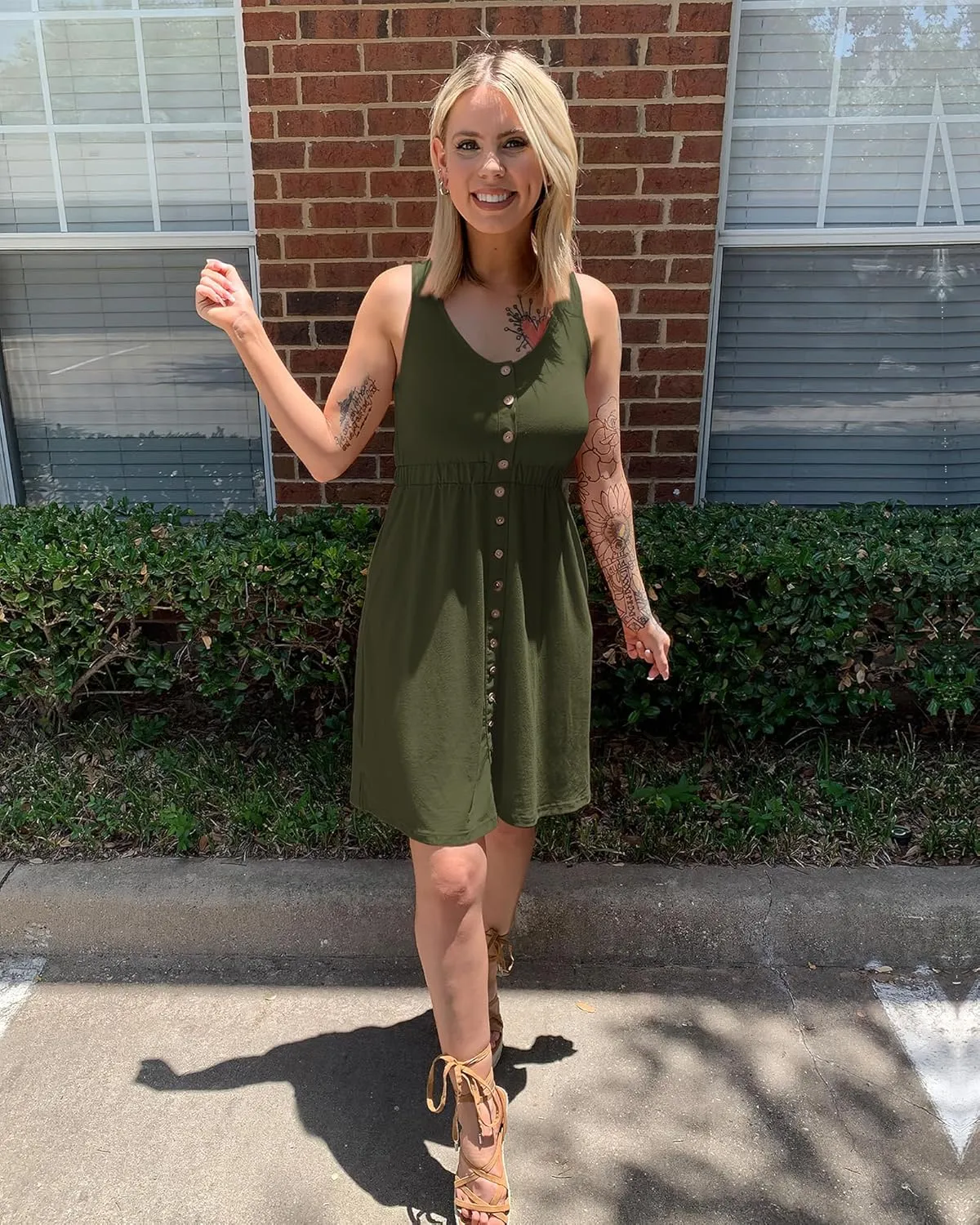 BTFBM Women Sleeveless Summer Dress 2025 Crewneck Ribbed Knit Ruffle Swing Button Down Beach Sun Mini Tank Short Dresses