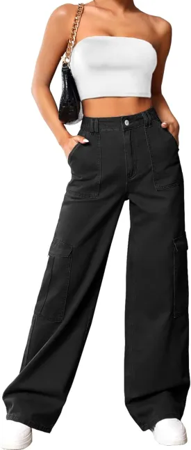 Cargo Pants Women High Waist Baggy Cargo Jeans Relaxed Fit Y2K Streetwear Pants Casual Combat Military Trousers.