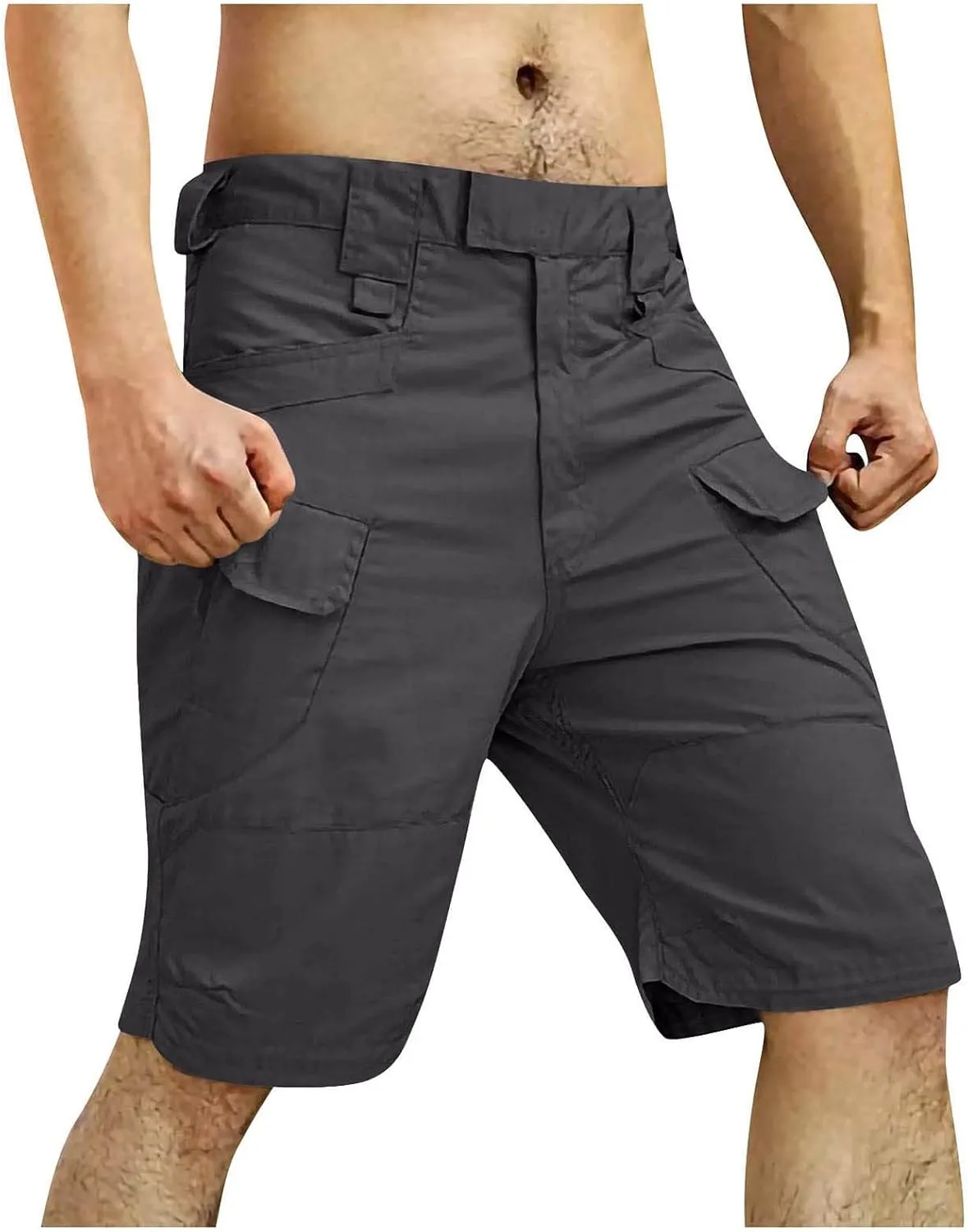 Cargo SweatShorts for Men Summer Outdoor Tactical Pants Solid/Patriotic Printed Military Shorts with Multi Pockets
