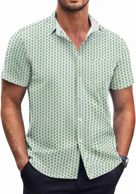 COOFANDY Mens Short Sleeve Button Down Shirts Wrinkle Free Dress Shirts Casual Polka Dot Print Shirt with Pocket