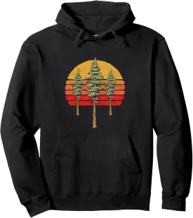 Cool Minimalist Redwoods Tree Design Retro Graphic Pullover Hoodie
