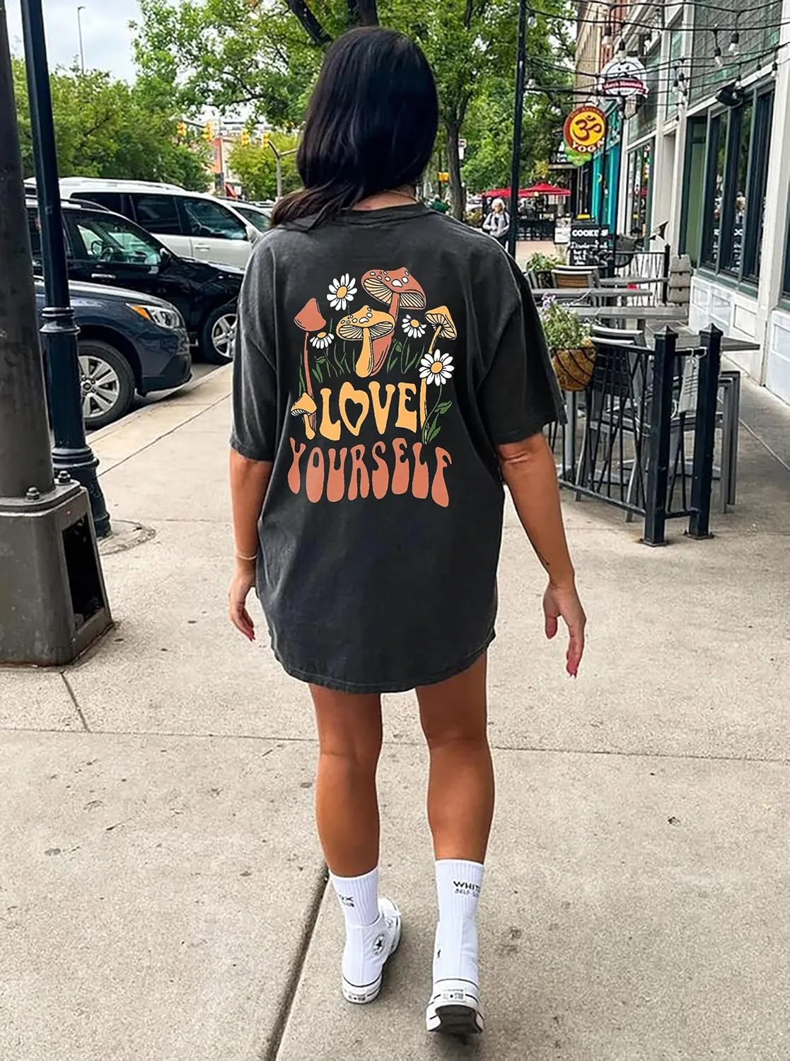 CSDAJIO Women's Trendy Oversized T Shirt Graphic Tee Crewneck Short Sleeve Loose Cute Going Out Summer Tops