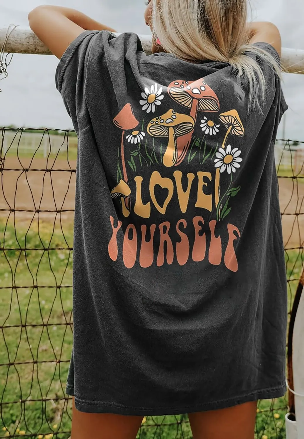 CSDAJIO Women's Trendy Oversized T Shirt Graphic Tee Crewneck Short Sleeve Loose Cute Going Out Summer Tops