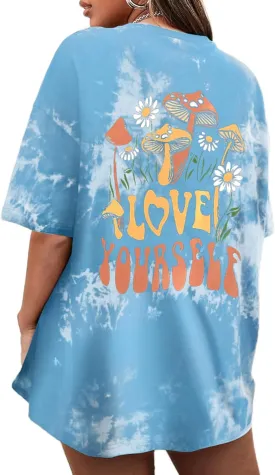 CSDAJIO Women's Trendy Oversized T Shirt Graphic Tee Crewneck Short Sleeve Loose Cute Going Out Summer Tops