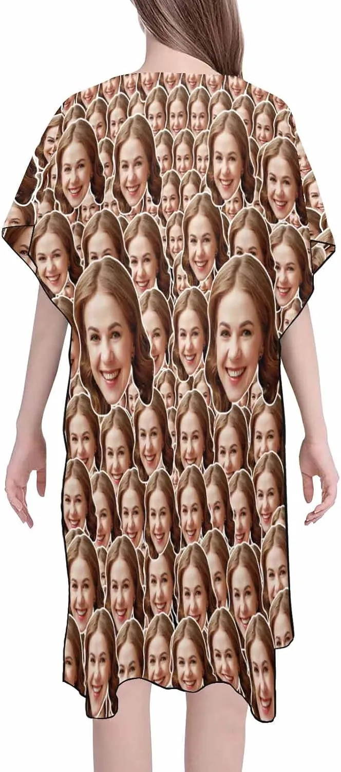 Custom Womens Beach Cover Ups for Swimwear Personalized Face Bathing Suit Coverup Bikini Swimsuit Cover-Up