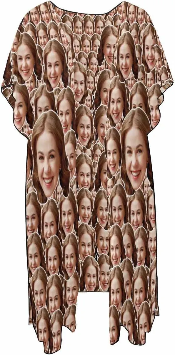 Custom Womens Beach Cover Ups for Swimwear Personalized Face Bathing Suit Coverup Bikini Swimsuit Cover-Up