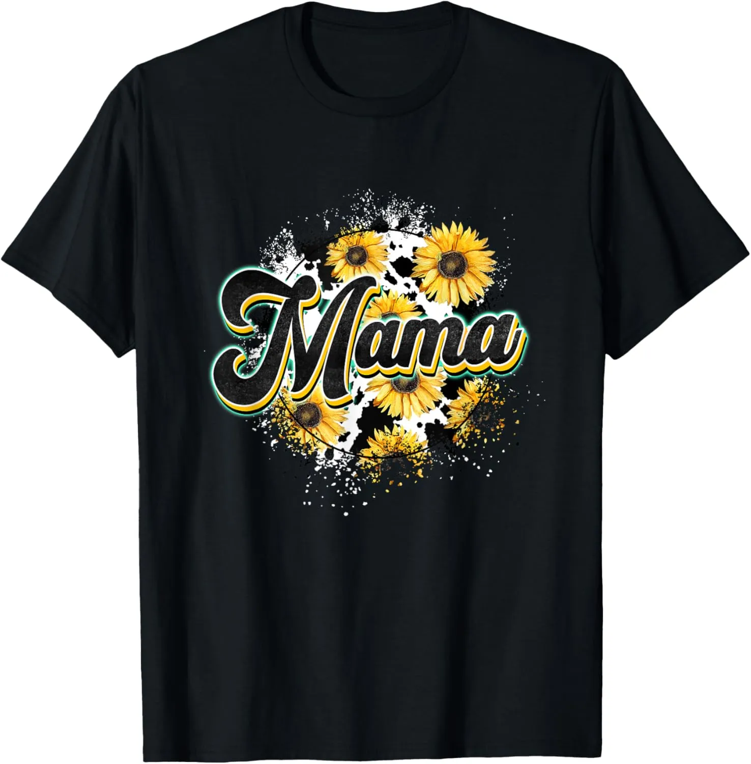 Cute Mama Cow Print Sunflower Mother's day T-Shirt
