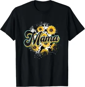 Cute Mama Cow Print Sunflower Mother's day T-Shirt