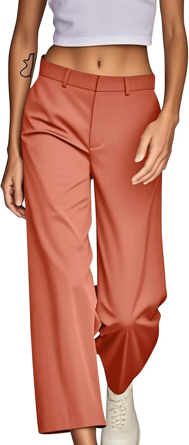 Dress Pants Women High Waisted Casual Business Office Pants Slacks Wide Leg Dressy Work Trousers with Pockets