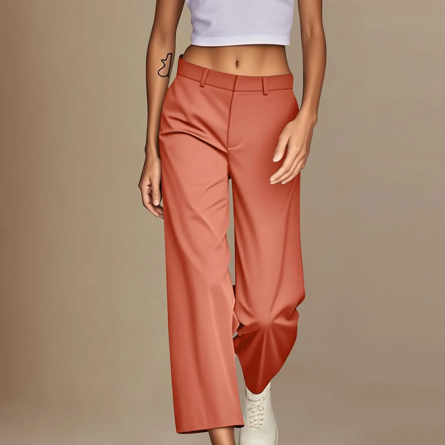 Dress Pants Women High Waisted Casual Business Office Pants Slacks Wide Leg Dressy Work Trousers with Pockets