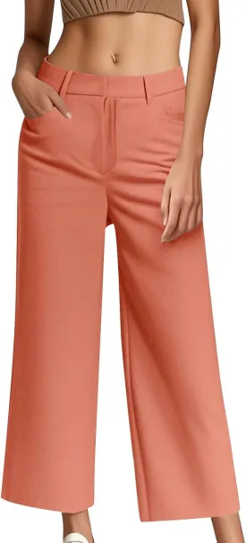 Dress Pants Women High Waisted Casual Business Office Pants Slacks Wide Leg Dressy Work Trousers with Pockets
