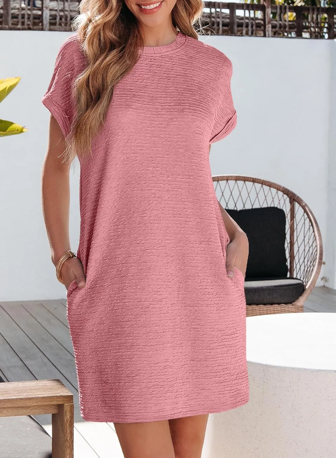 EVALESS Womens Summer Dresses Fashion 2025 Short Sleeve Spring Mini Dress Casual Beach Vacation Clothes Dresses