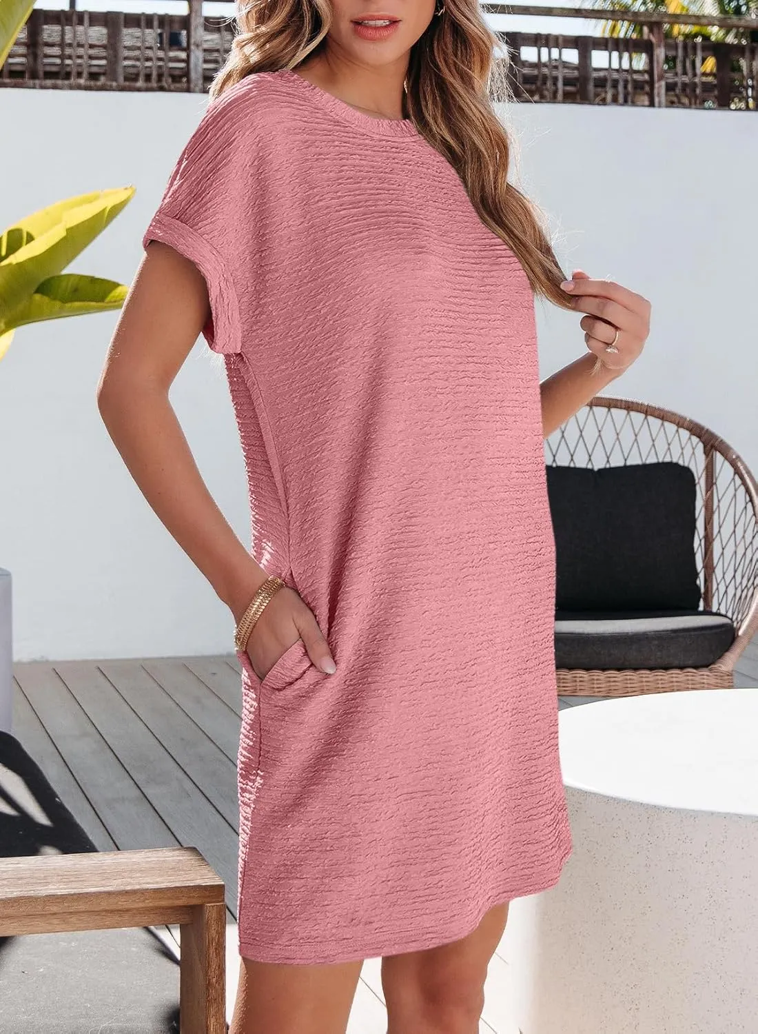 EVALESS Womens Summer Dresses Fashion 2025 Short Sleeve Spring Mini Dress Casual Beach Vacation Clothes Dresses