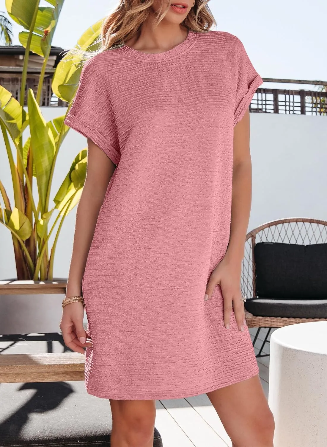EVALESS Womens Summer Dresses Fashion 2025 Short Sleeve Spring Mini Dress Casual Beach Vacation Clothes Dresses