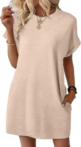 EVALESS Womens Summer Dresses Fashion 2025 Short Sleeve Spring Mini Dress Casual Beach Vacation Clothes Dresses