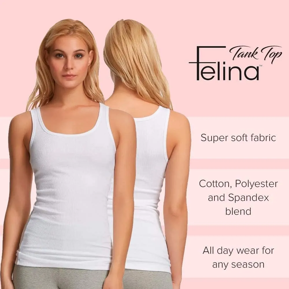 Felina Cotton Ribbed Tank Top - Class Tank Top for Women, Workout Tank Top for Women (Color Options Available)