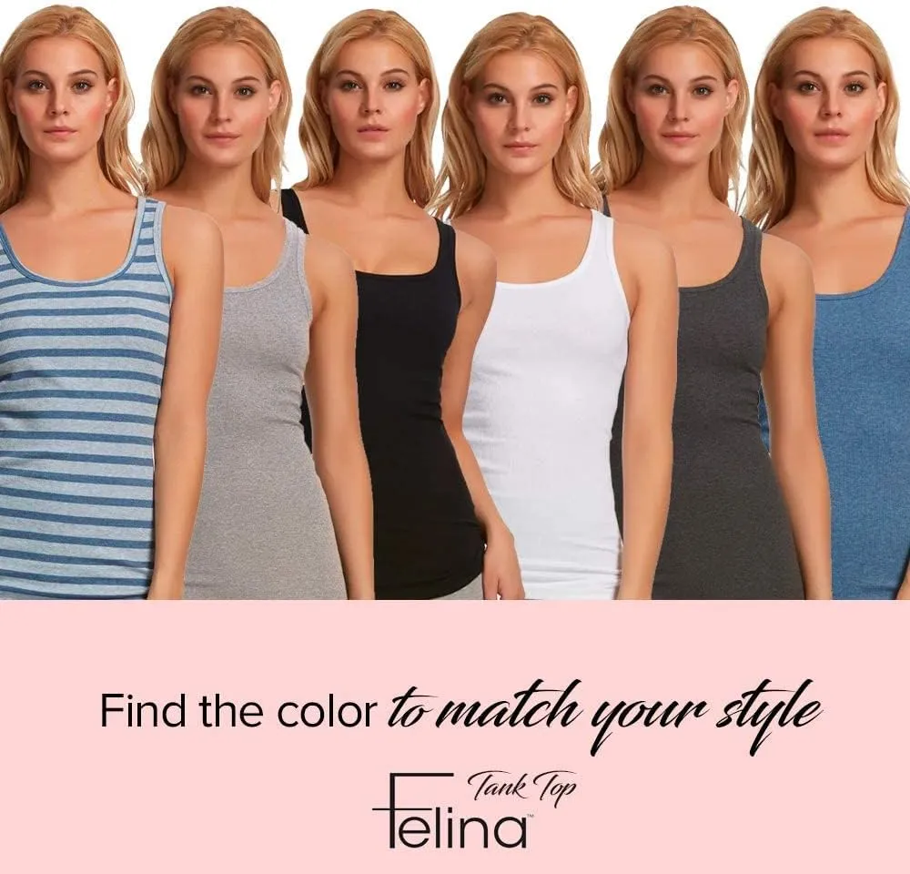 Felina Cotton Ribbed Tank Top - Class Tank Top for Women, Workout Tank Top for Women (Color Options Available)