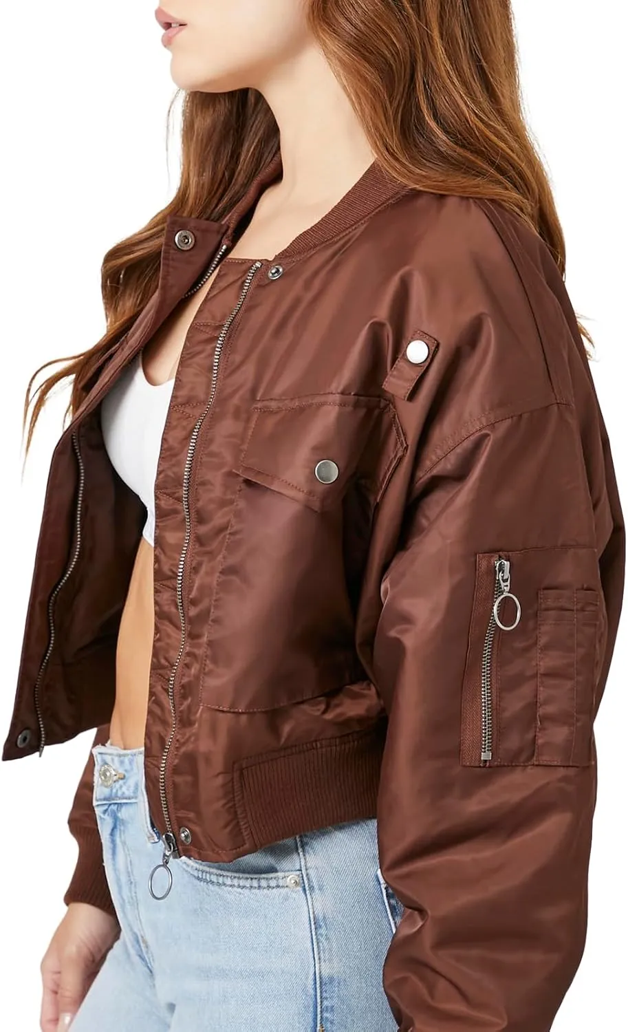 Forever 21 Women's Cropped Bomber Jacket