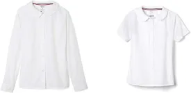 French Toast Girls' Short & Long Sleeve Peter Pan Collar Blouse 2-Pack, White