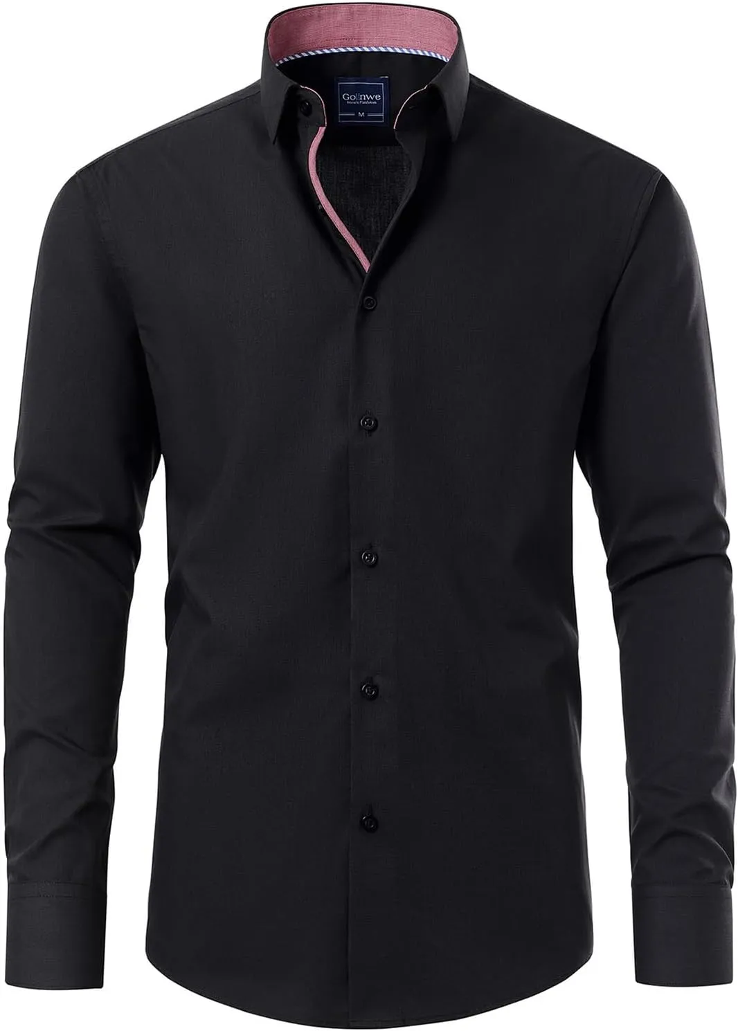 Gollnwe Men's Dress Shirts Long Sleeve Shirt White Button Down Shirt for Men Bussiness Casual
