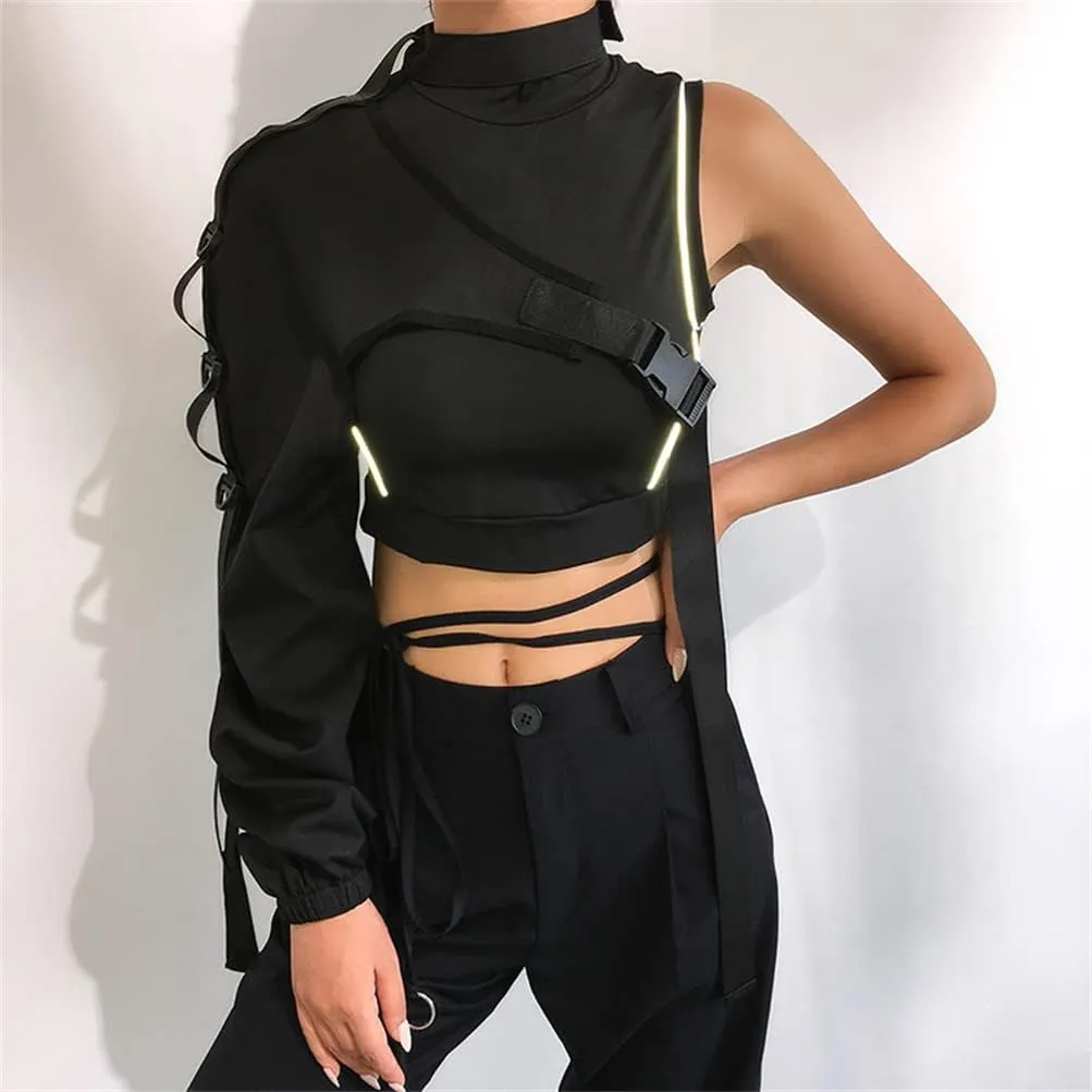 Goth Crop Top for Women 80s Emo Alt Punk Jacket Coat