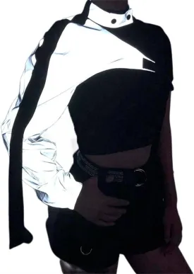 Goth Crop Top for Women 80s Emo Alt Punk Jacket Coat