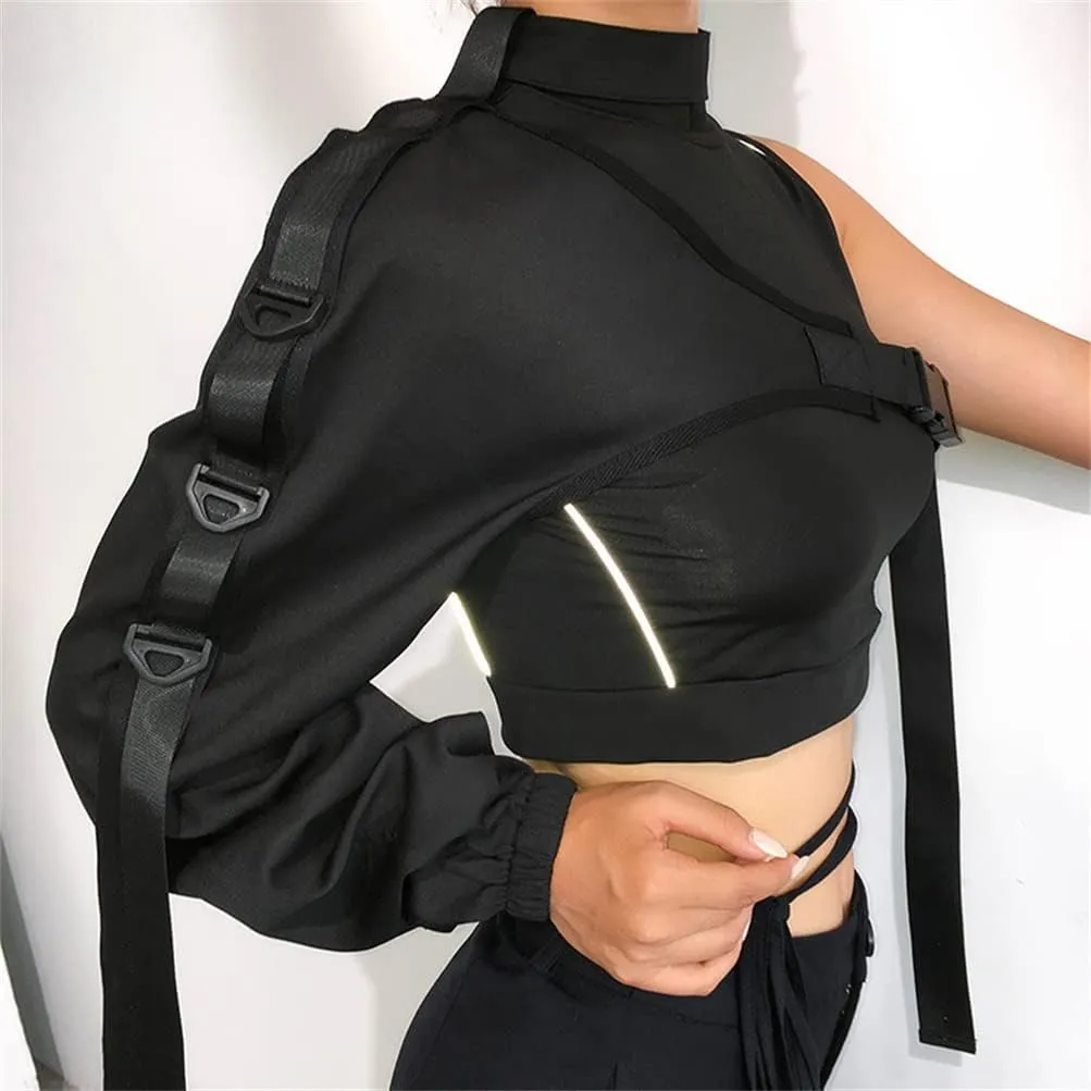 Goth Crop Top for Women 80s Emo Alt Punk Jacket Coat